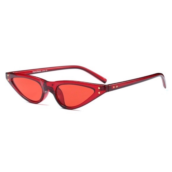 Slim Cat Eye Sunglasses  Monarch Tokyo Cherry Red - Picture 1 of 6